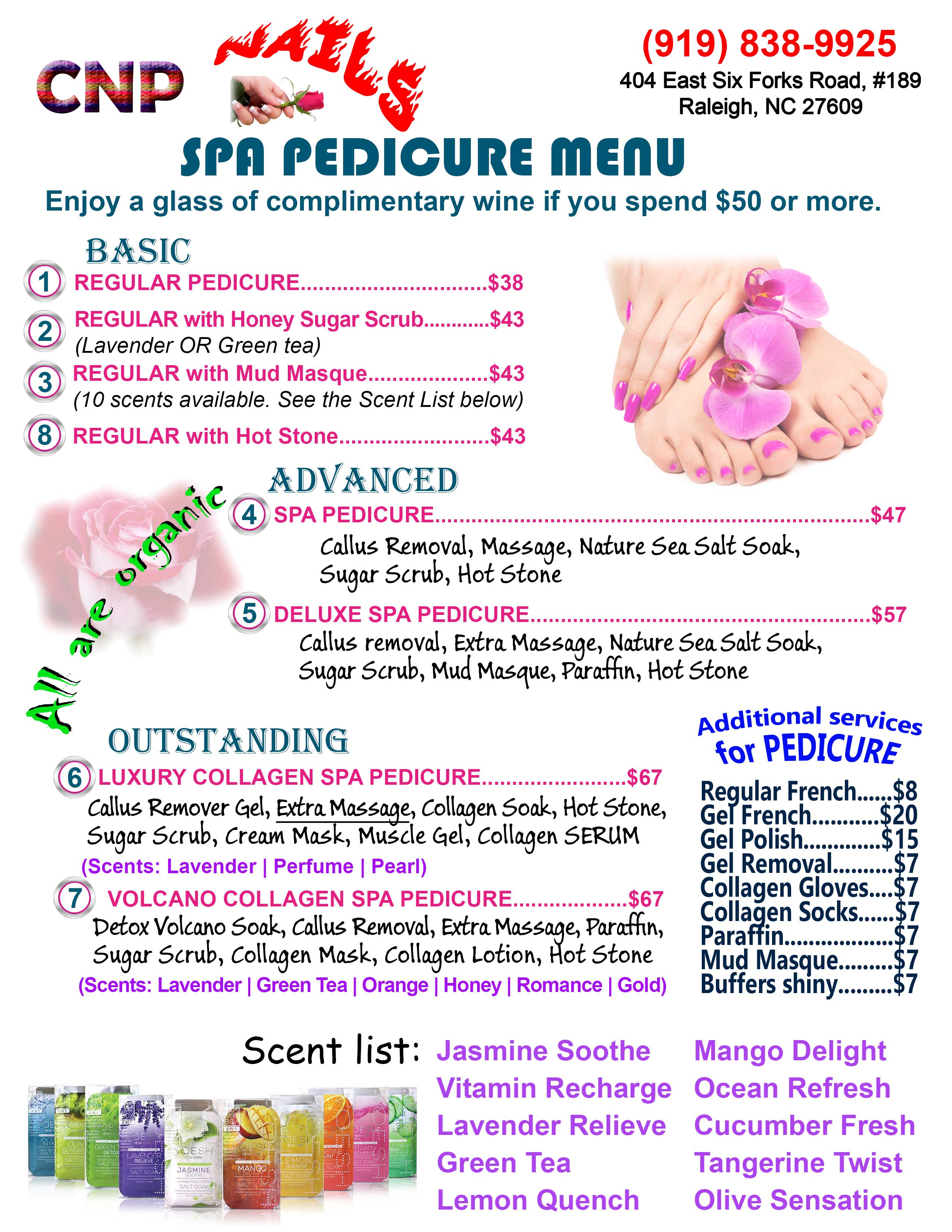 CNP Nails menu